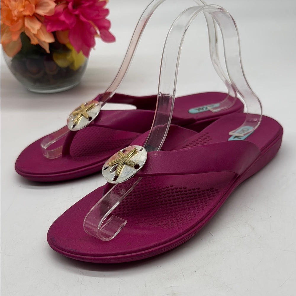 Women's Pink Sandals with Gold Starfish Accent Size ML 8-9 FFT9058G